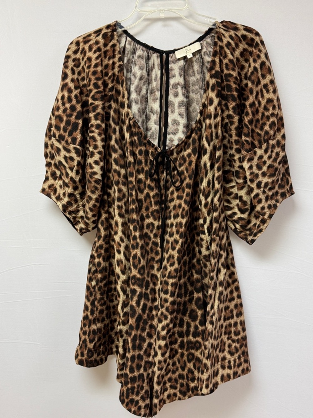 Klesis Tie-Front Tunic Romper Leopard Print Size Large